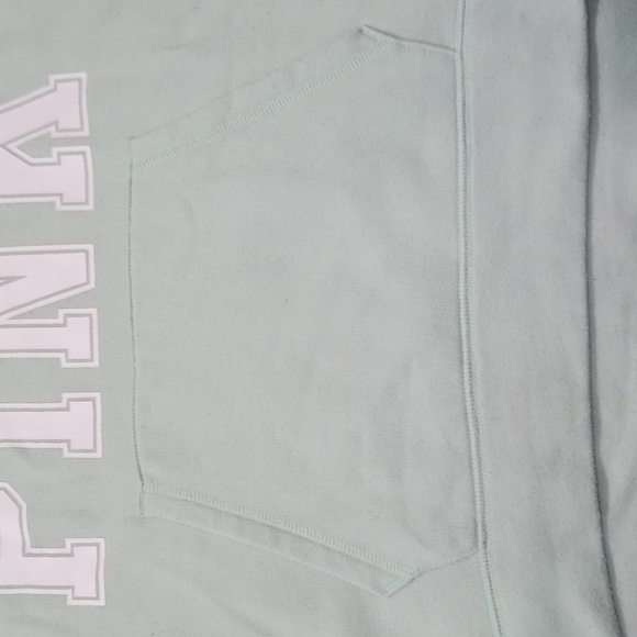 🍁 PINK Victoria's Secret Women's green pale PINK Classic Logo Hoodie Sz S - Picture 3 of 8